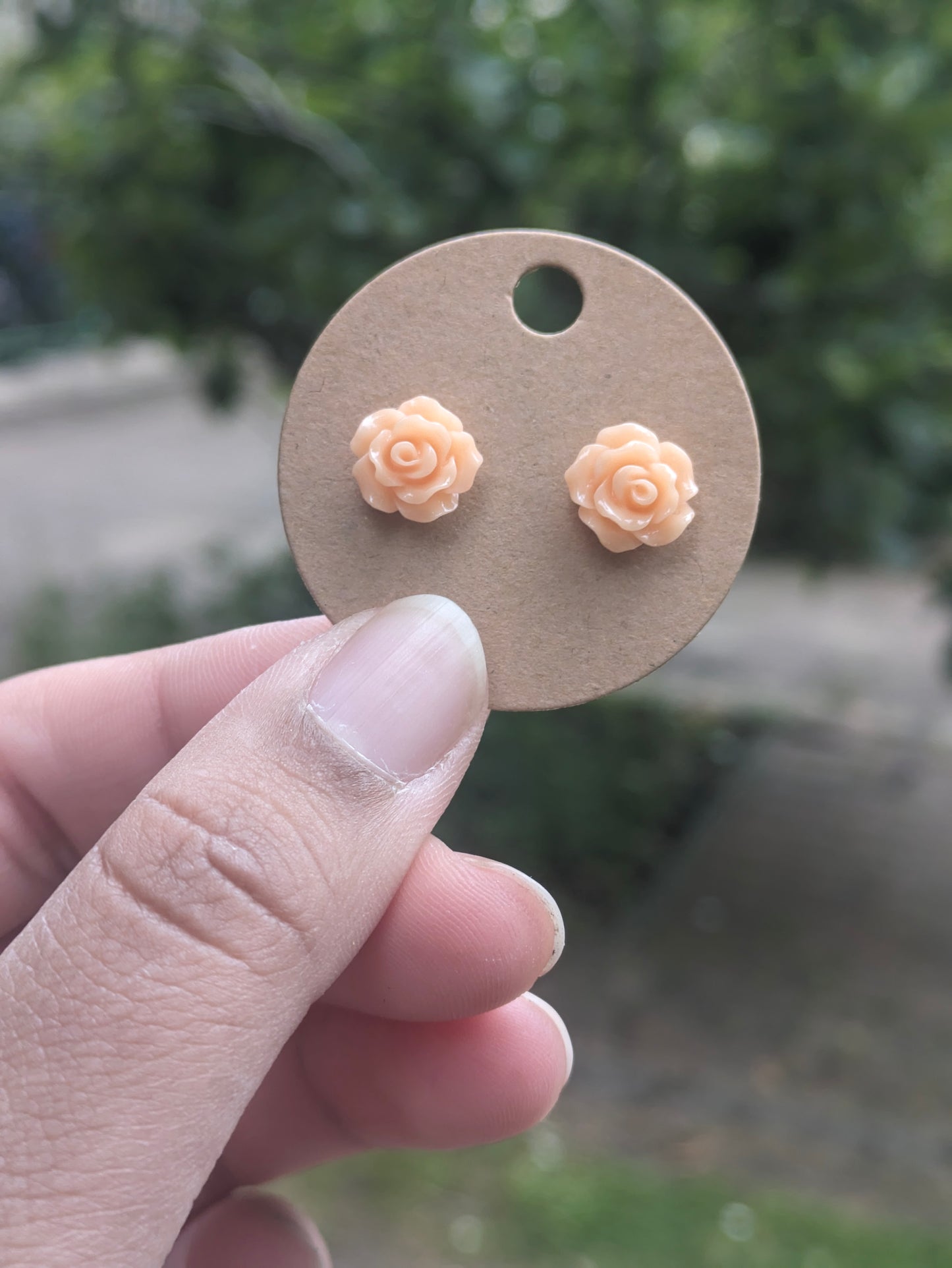 Peachy Rose Stud Earrings